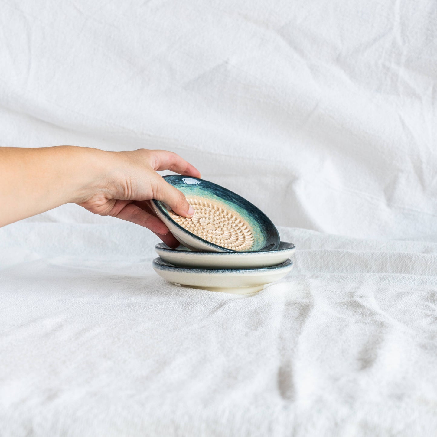 **LANDING SOON** Small Ceramic Garlic Grater Plate | Turquoise - Brisa