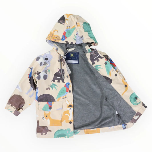 *BACK IN STOCK* Australian Animals Printed Raincoat | Beige