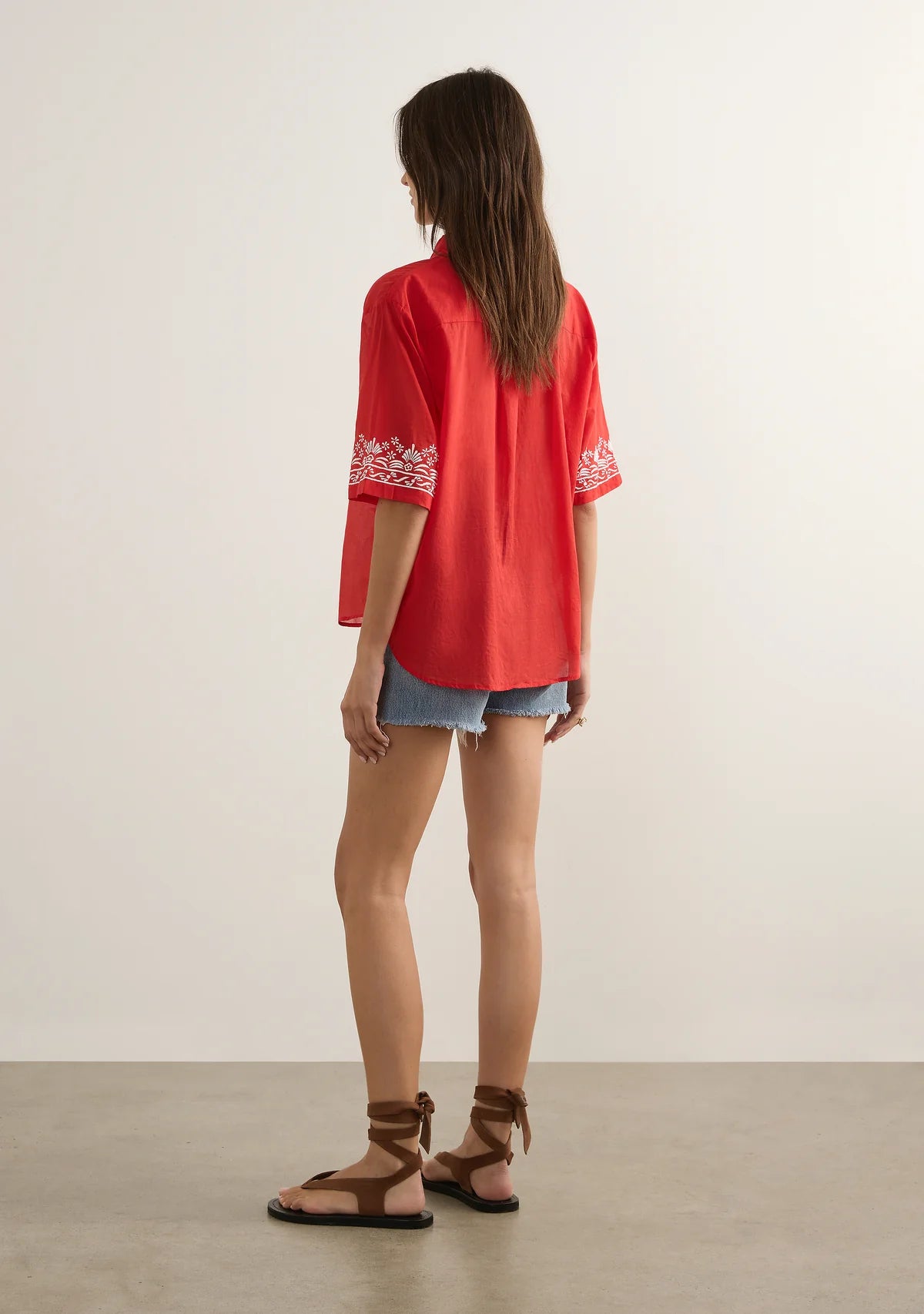 Sardine Embroided Blouse | Red