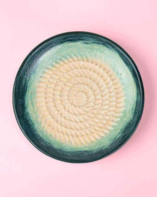 Small Ceramic Garlic Grater Plate | Turquoise - Brisa