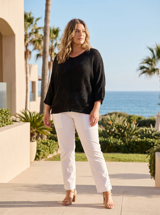 Centre Seam Knit Top | Black
