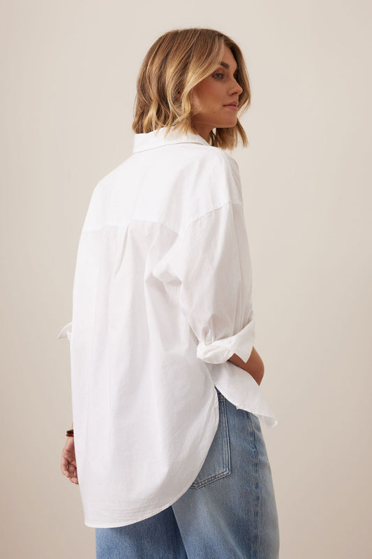 Peta Oversized Shirt | White Organic Cotton
