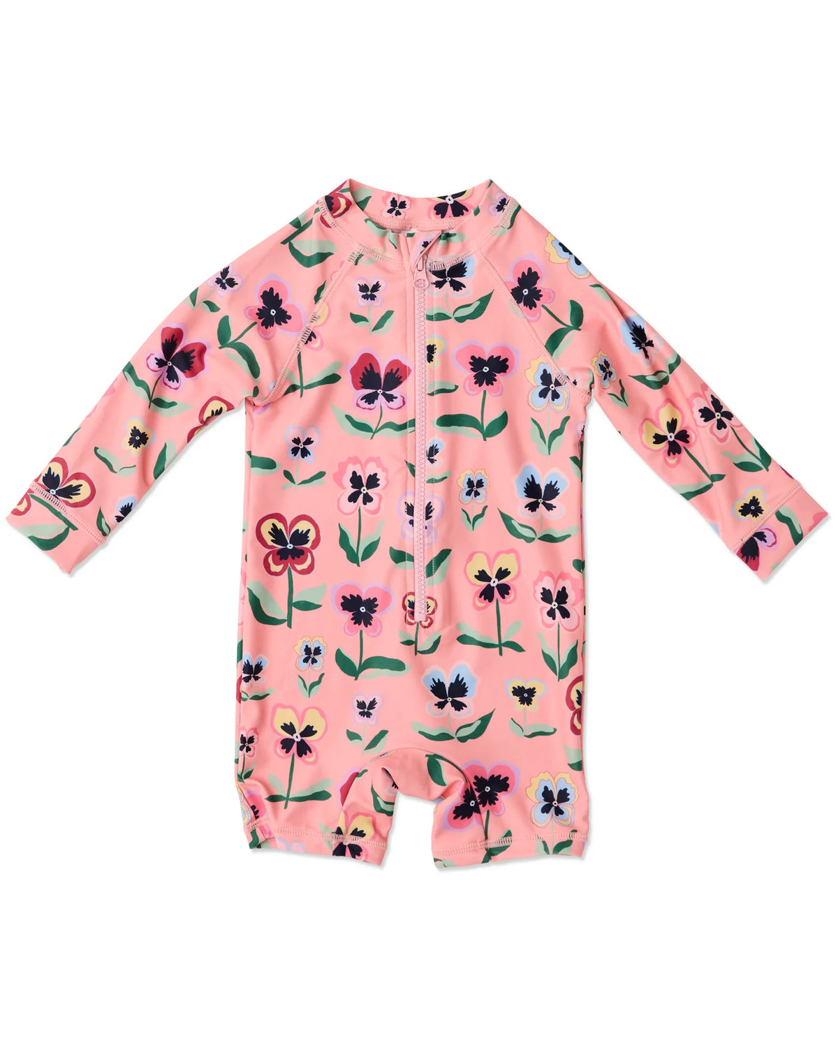 **COMING SOON** Baby Long Sleeve Zip Bathers | Pretty Pansy