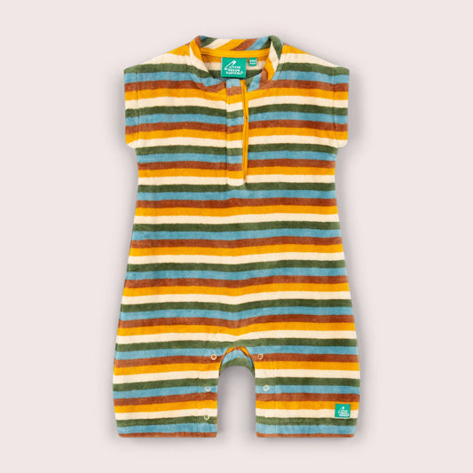 Rainbow Striped Towelling Romper