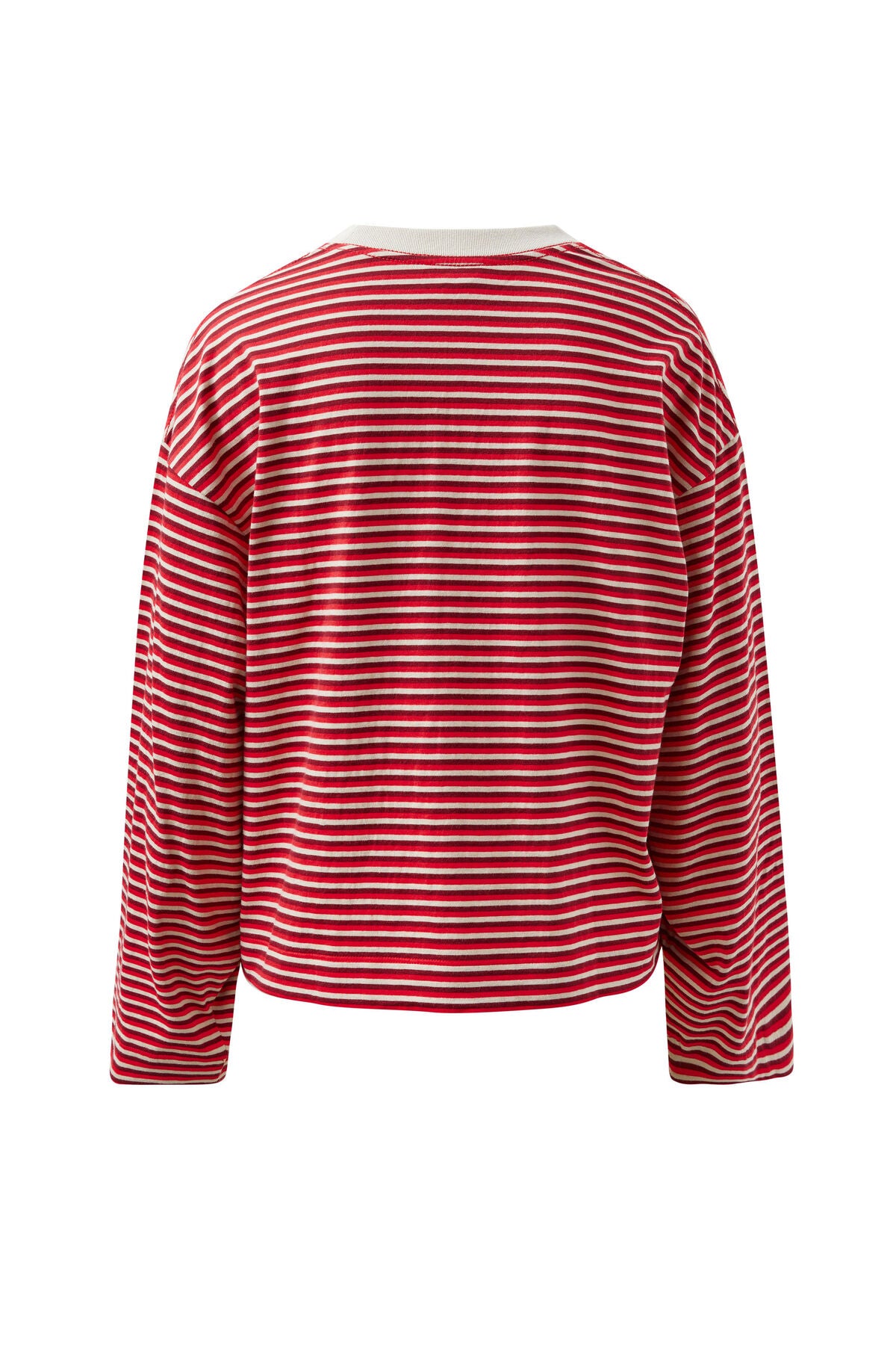 **COMING SOON**Beau Long Sleeve Slouchy Tee | Mulberry Red/Stone Stripe