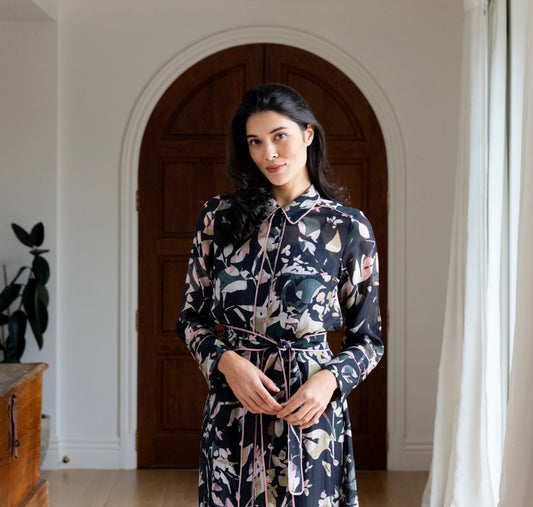 Pipe Up Shirt Dress | Shadow Leaf