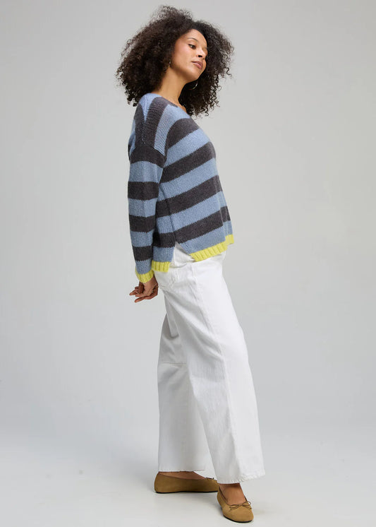 Cozy Kid Stripe V Knit | Mist