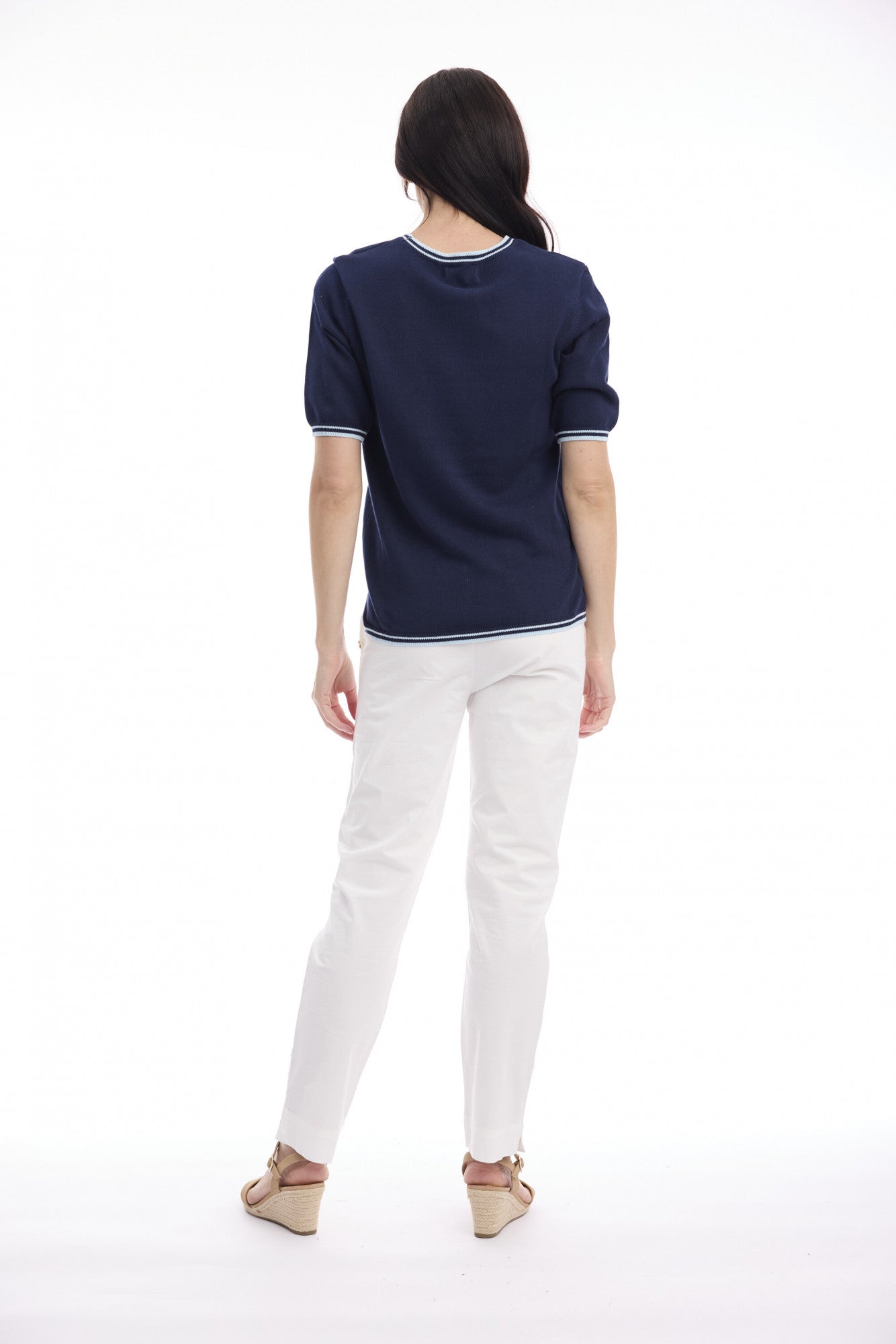 Short Sleeve Knit Top | Navy