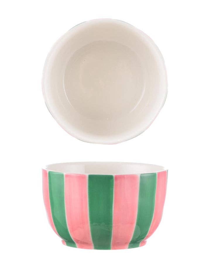 Small Bowl | Pink and Green Stripe