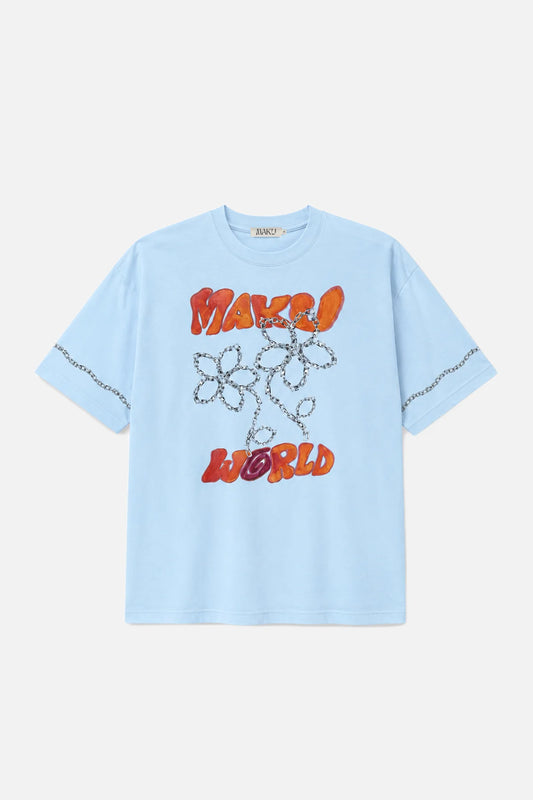 Chains and Roses Oversized Tee | Soft Blue