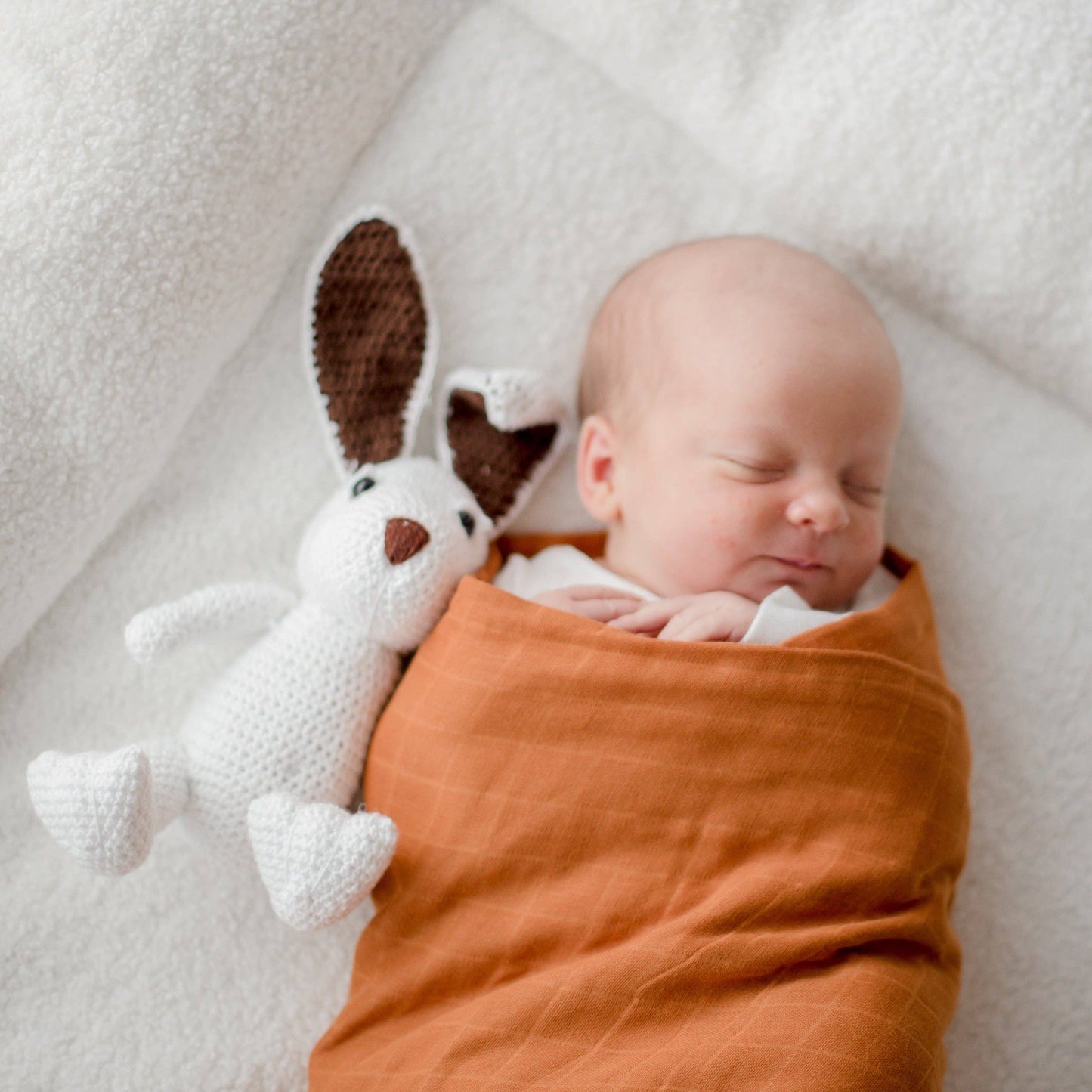 **LANDING SOON** Organic Cotton Muslin Swaddle Wrap | Savannah Rust