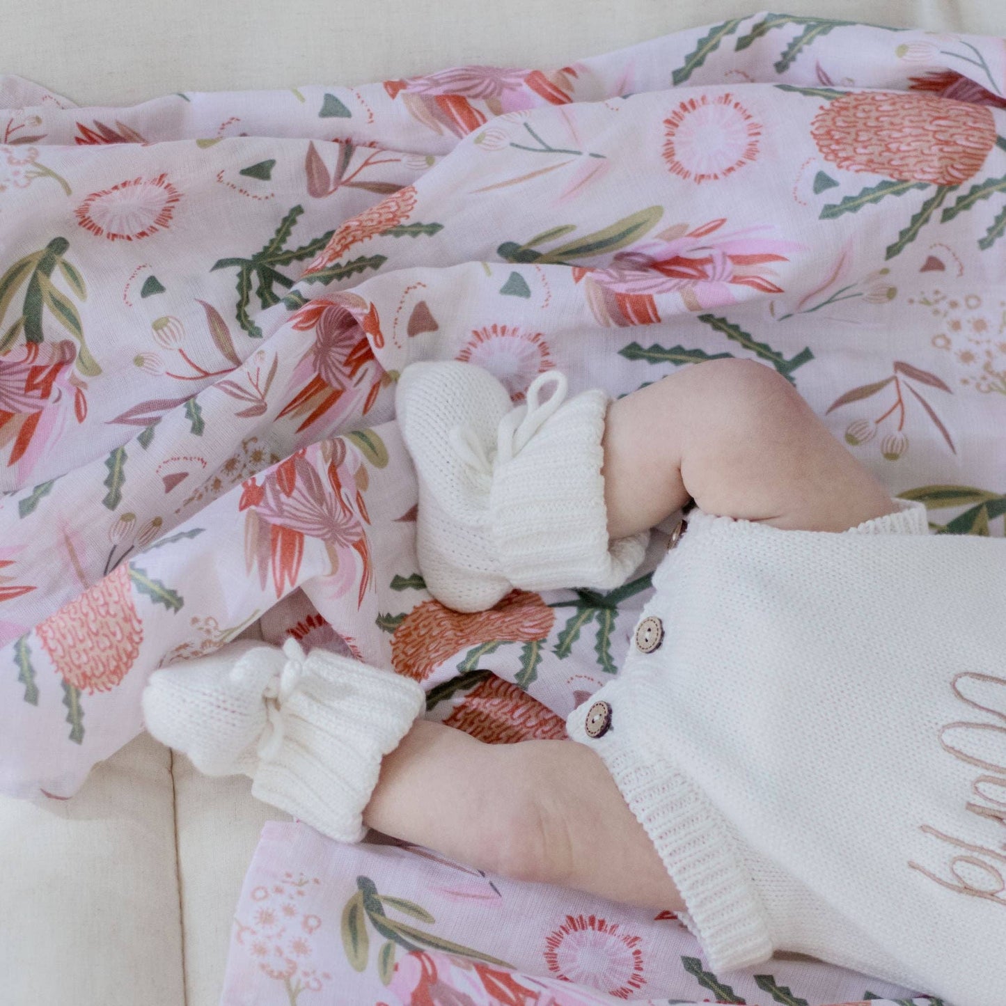 **LANDING SOON** Organic Cotton Muslin Swaddle Wrap | Gumnut Blossoms