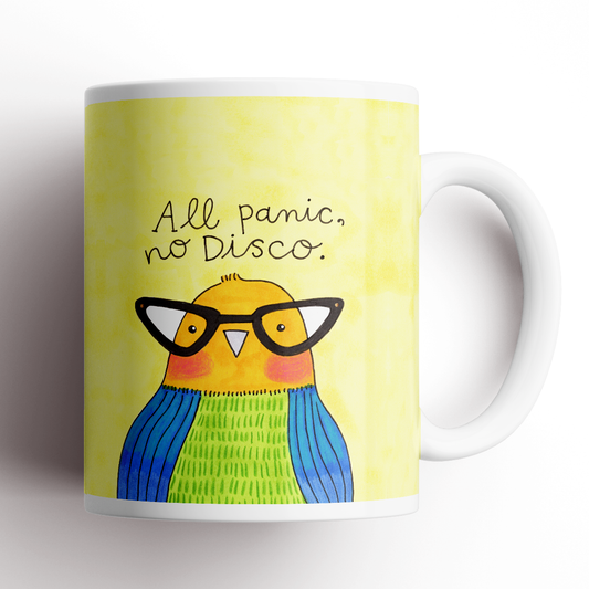 All Panic, No Disco Bird Mug