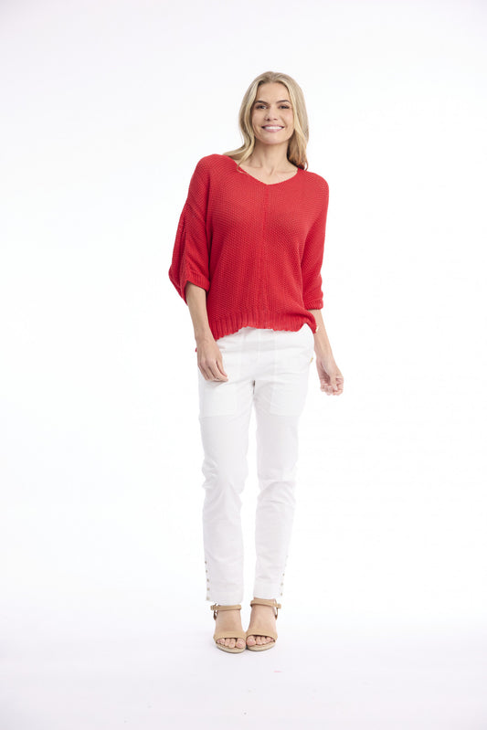 Centre Seam Knit Top | Red