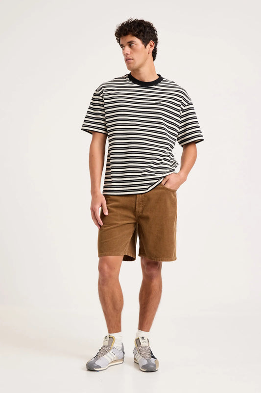 Emblem Tee | Black/White Stripe