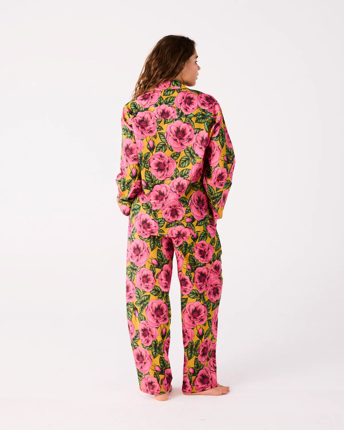 Adult Cotton Long Sleeve Shirt and Pant Pyjama | Golden Peony