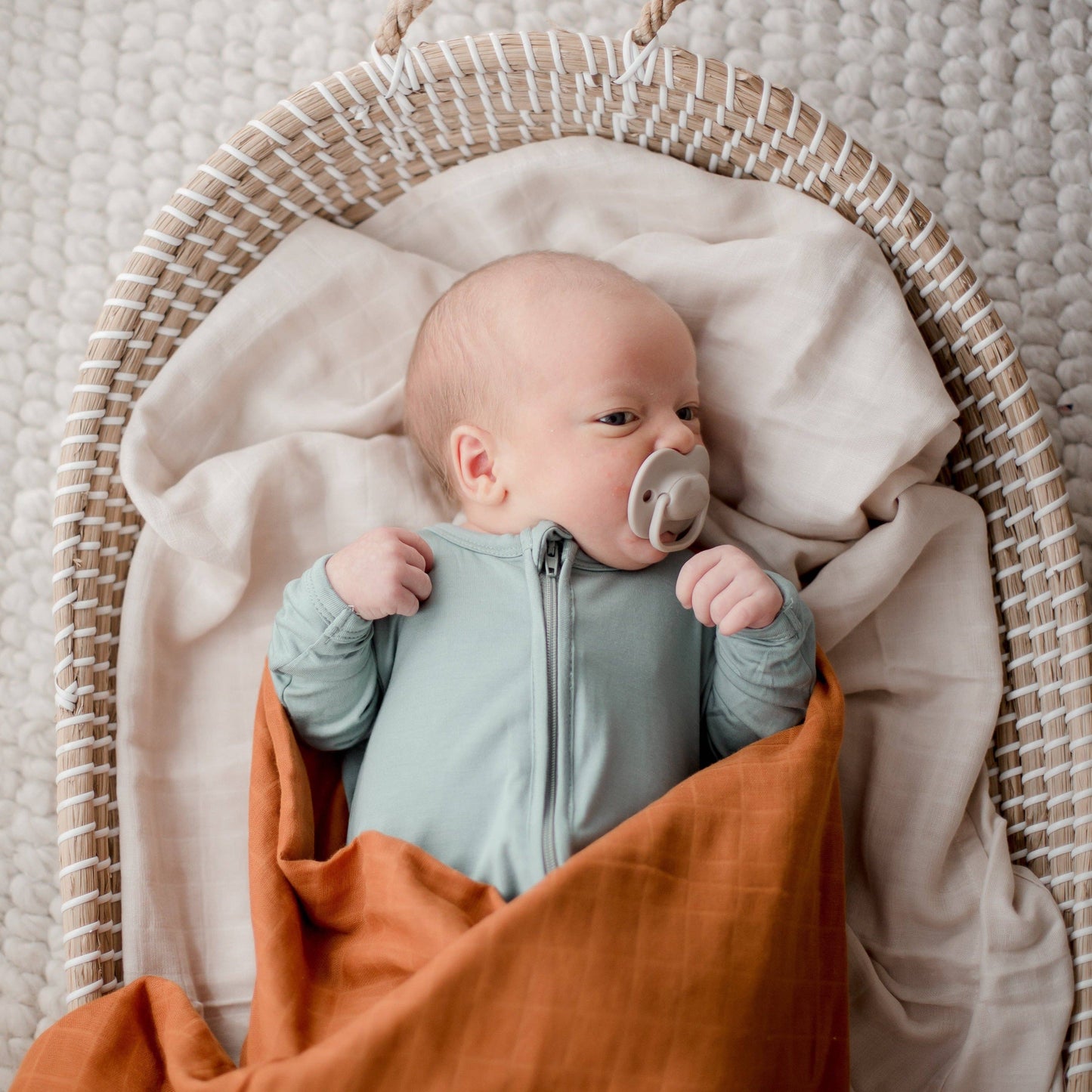 **LANDING SOON** Organic Cotton Muslin Swaddle Wrap | Savannah Rust