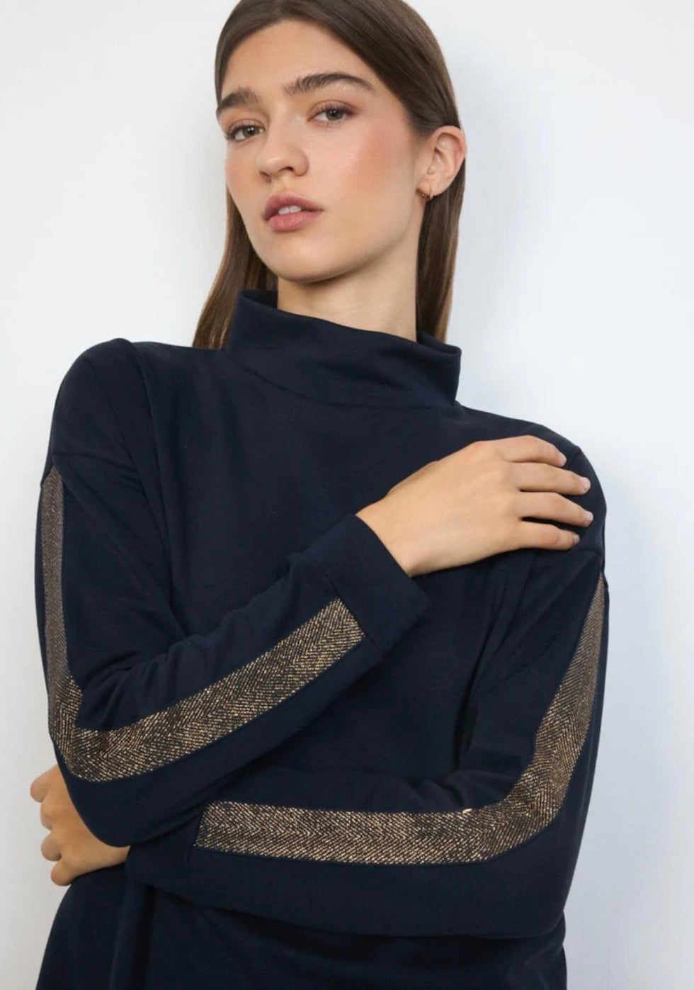 Sol Crew with Gold Sleeve | Navy