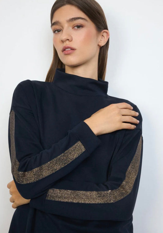 Sol Crew with Gold Sleeve | Navy