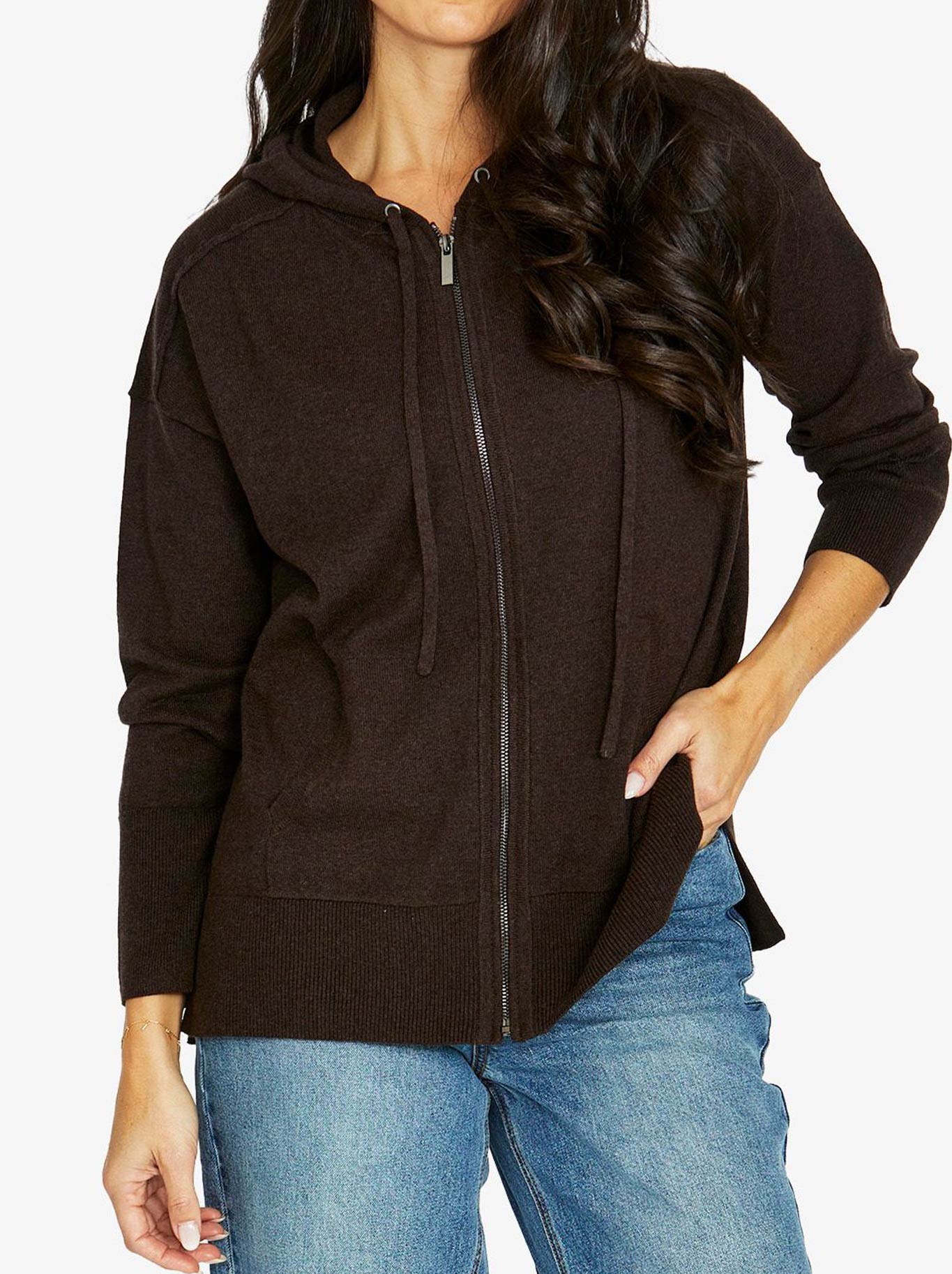 Zip Thru Cardi | Dark Choc