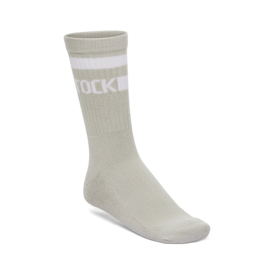Cotton Crew Stripe Sock | Light Grey