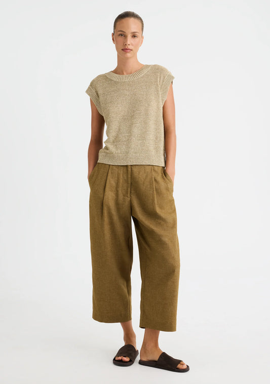 Renata Knit Sleeveless Top | Oat