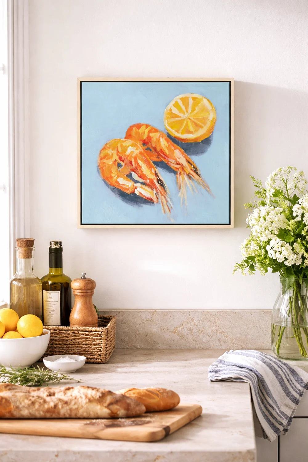 **COMING SOON** Shrimp Framed Oil Painting