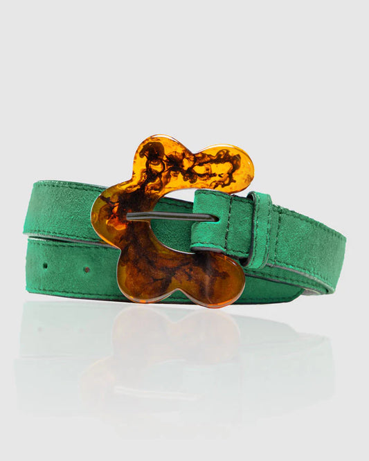Flower Belt | Peacock Suede