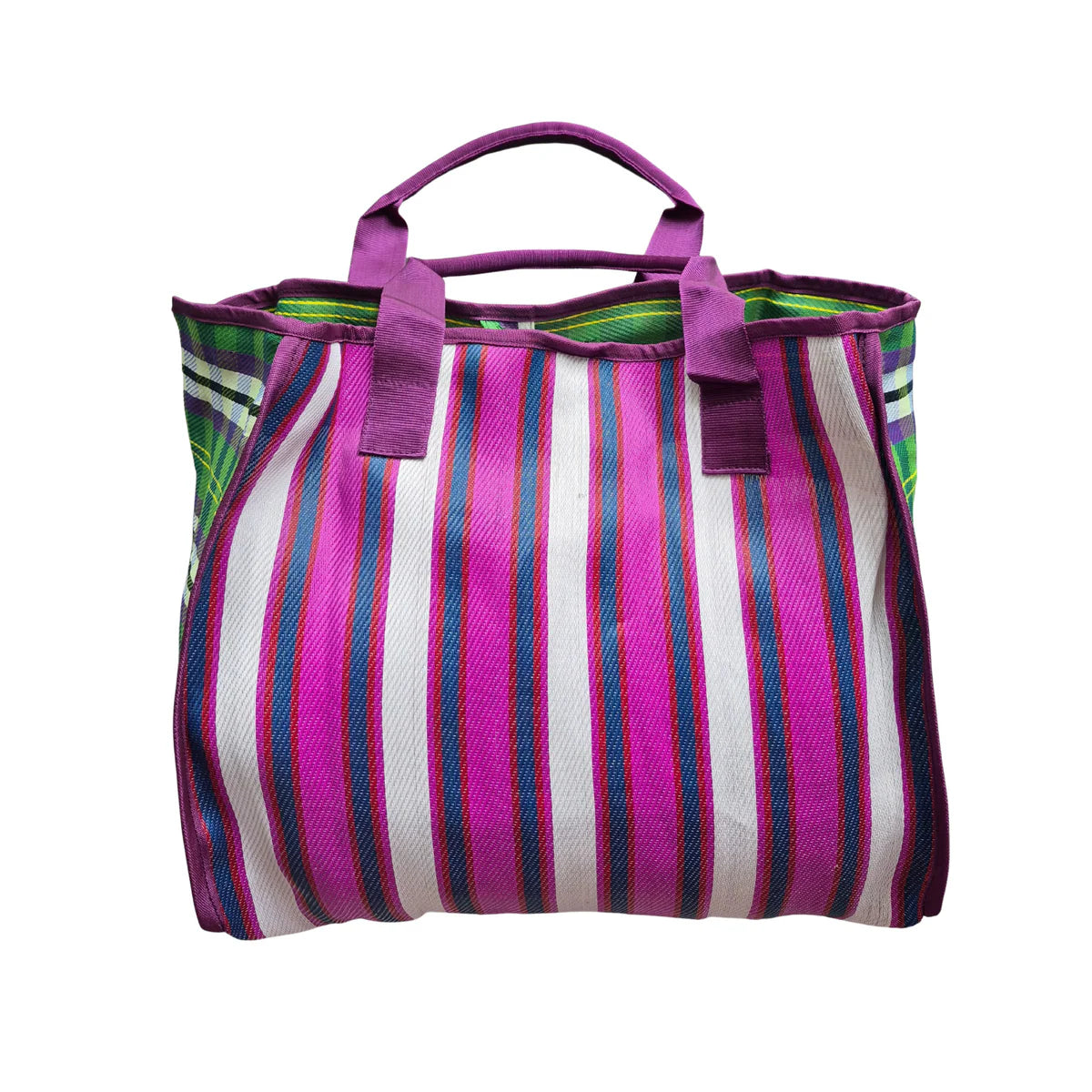 Nylon Tote Bag | Purple and Green