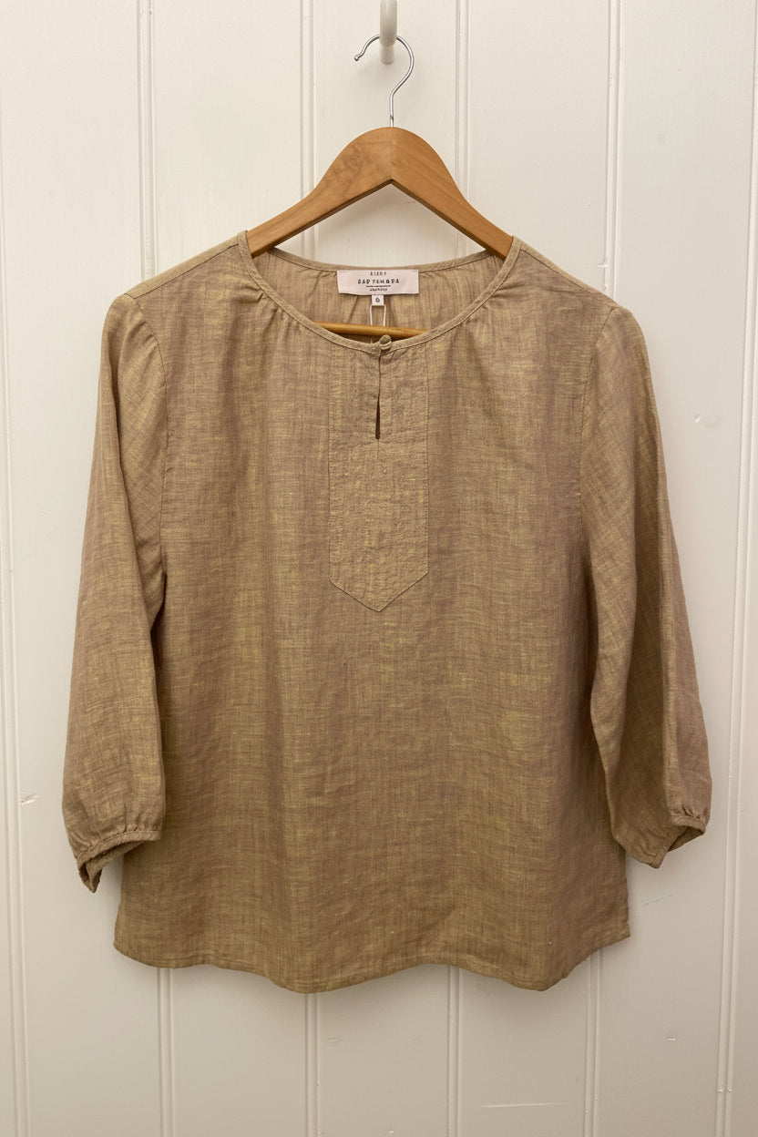 Maria Button Linen Top | Oat