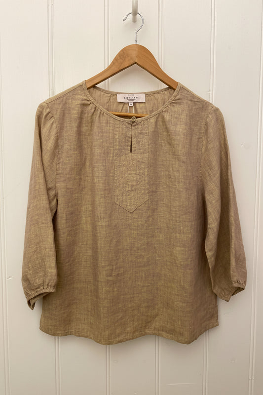 Maria Button Linen Top | Oat