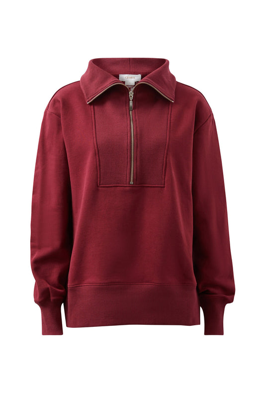 Isabella Half Zip Sweat | Burgundy