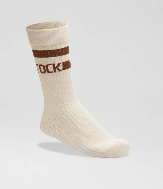 Cotton Crew Stripe Sock | Eggshell