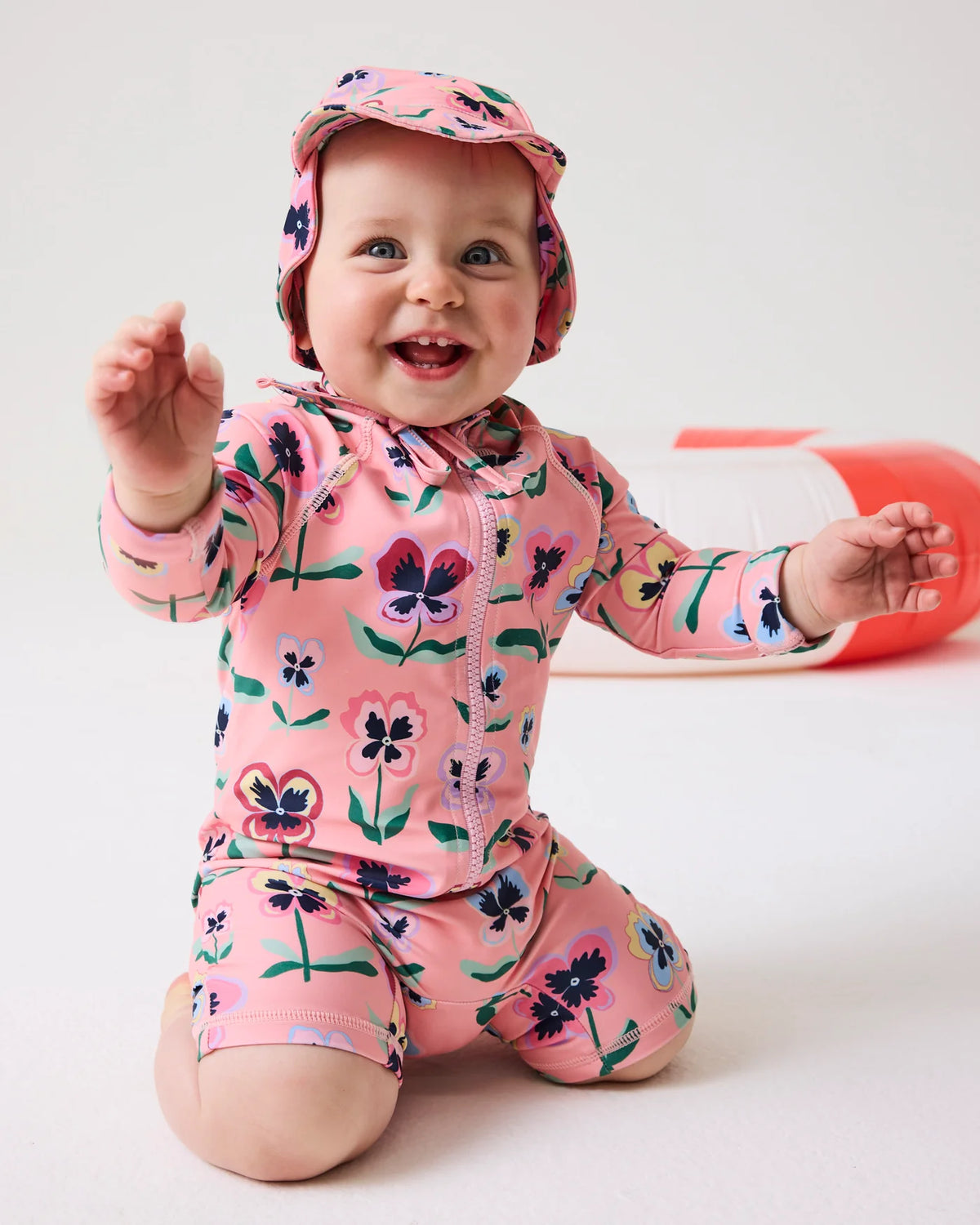 **COMING SOON** Baby Long Sleeve Zip Bathers | Pretty Pansy