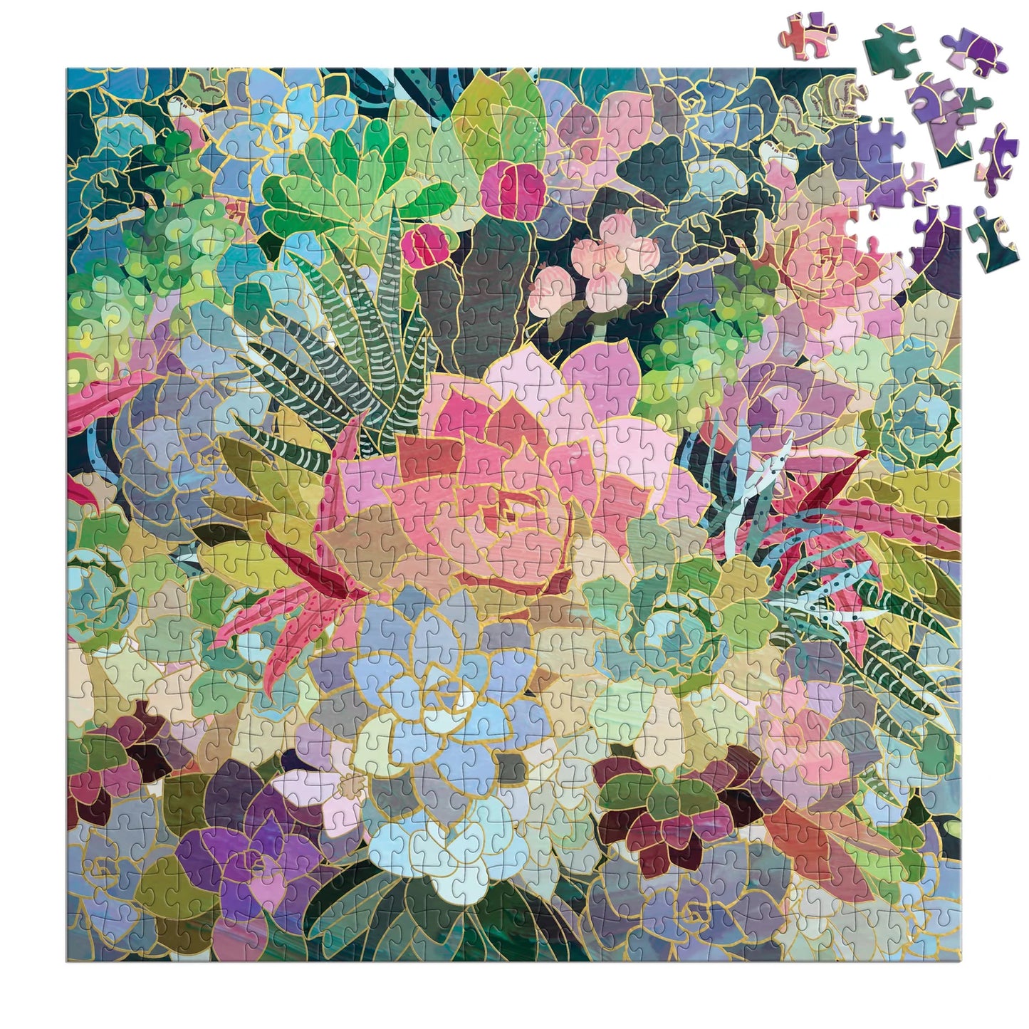 Succulent Mosaic Foil Puzzle | 500pcs Multi-Coloured