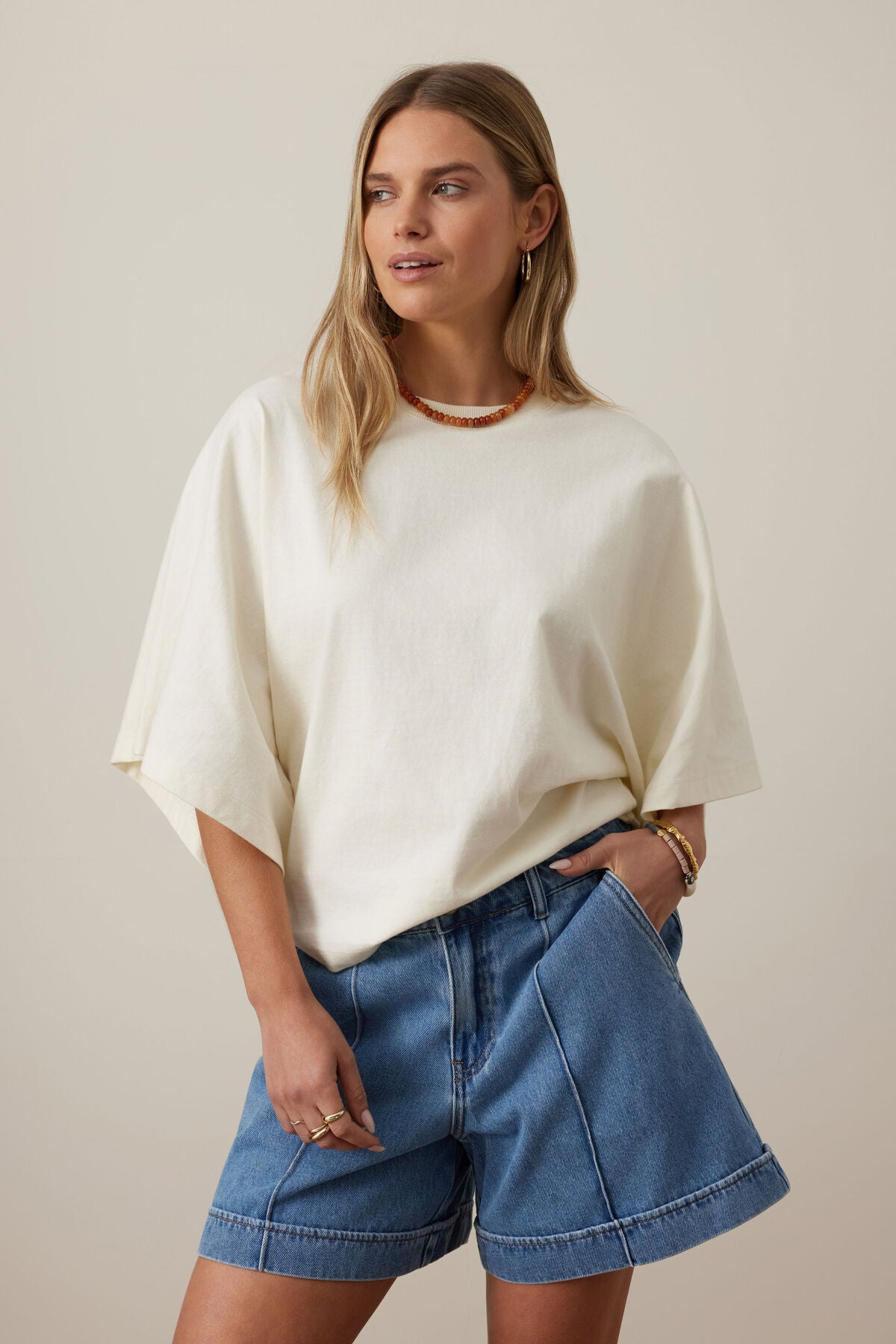 Lucy Relaxed Sleeve Tee | Milk