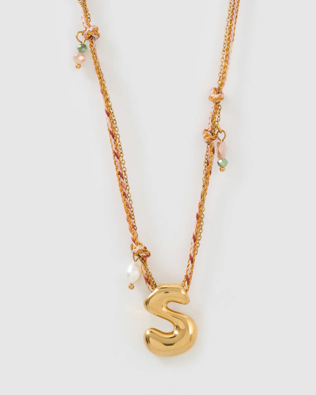 'S' Bubble Gold Letter Necklace