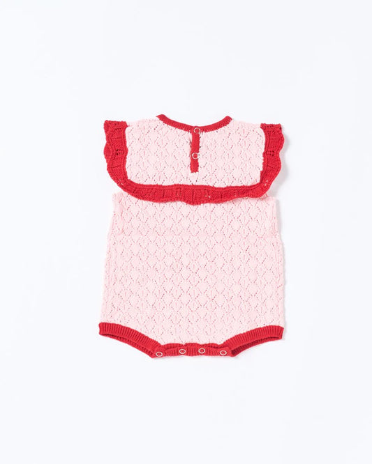 Bella Knit Romper | Red and Pink