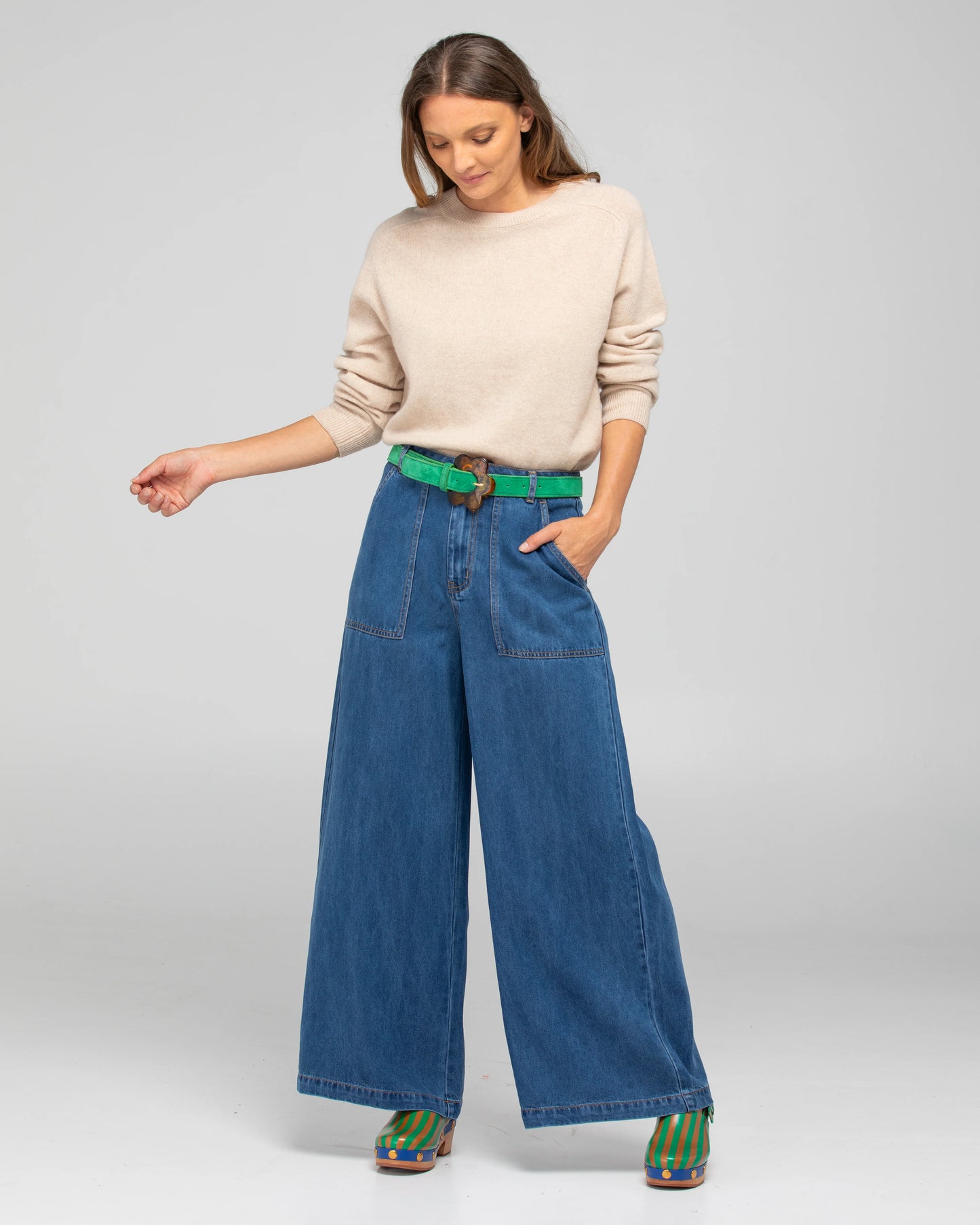 Flower Belt | Peacock Suede