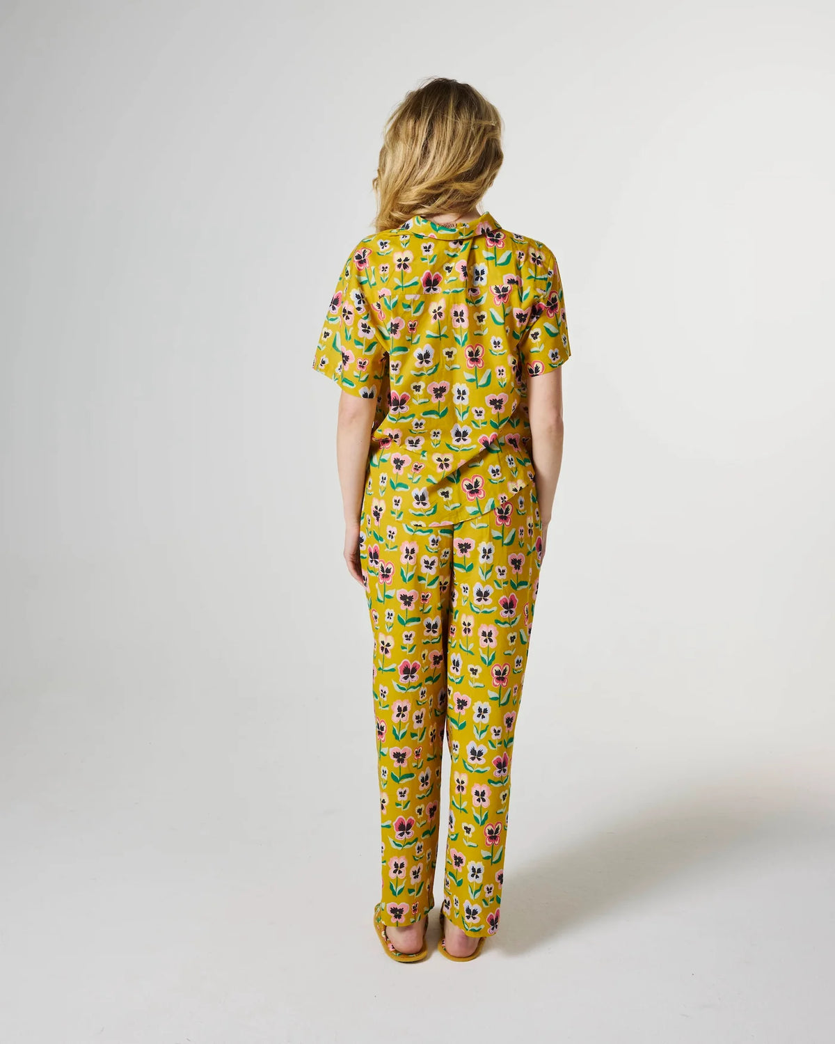 **COMING SOON** Adult Cotton Short Sleeve Shirt and Pant Pyjama | Pretty Pansy Gold