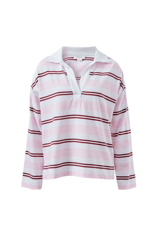 Shelby Slouchy Rugby Top | Pink/Mulberry Stripe