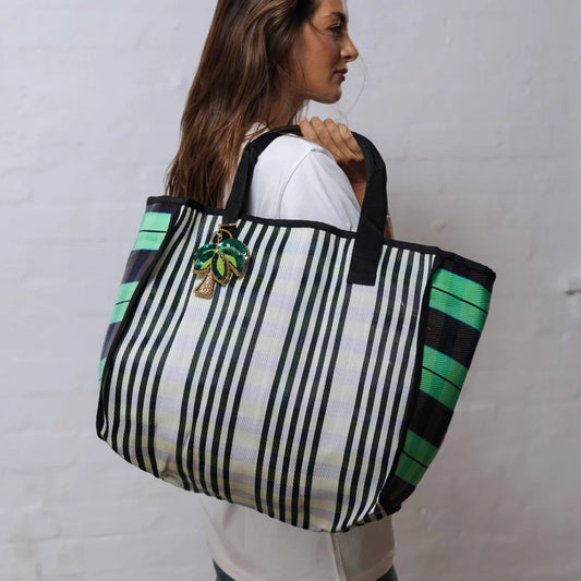 Nylon Tote Bag | Black and Green