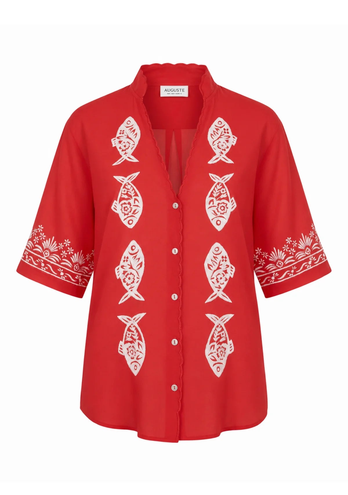 Sardine Embroided Blouse | Red