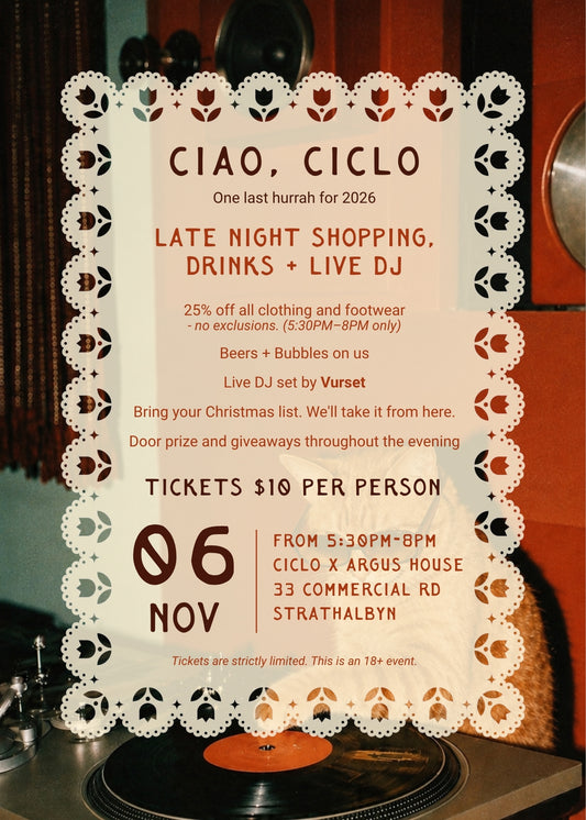 Ticket: CIAO CICLO 👋🏼🍻🕺🏼