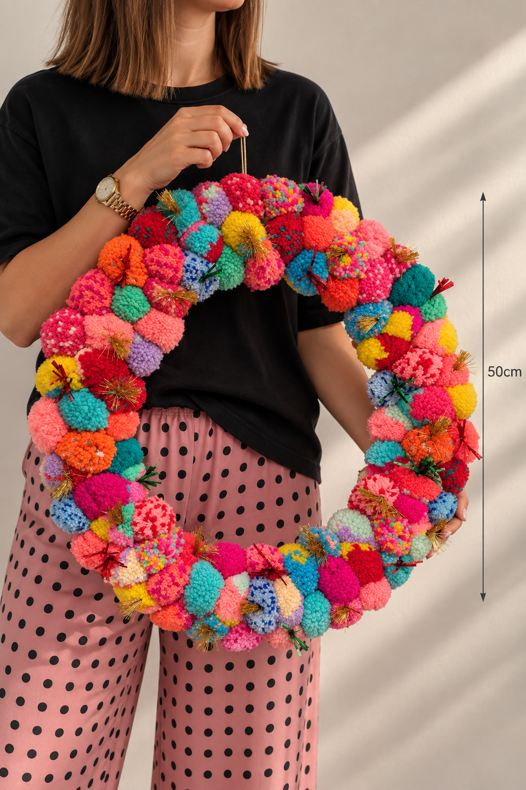 Multi Pom Pom Wreath | 50cm