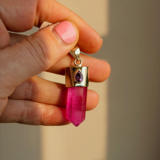 Amethyst Aqua Sterling Silver Pendant