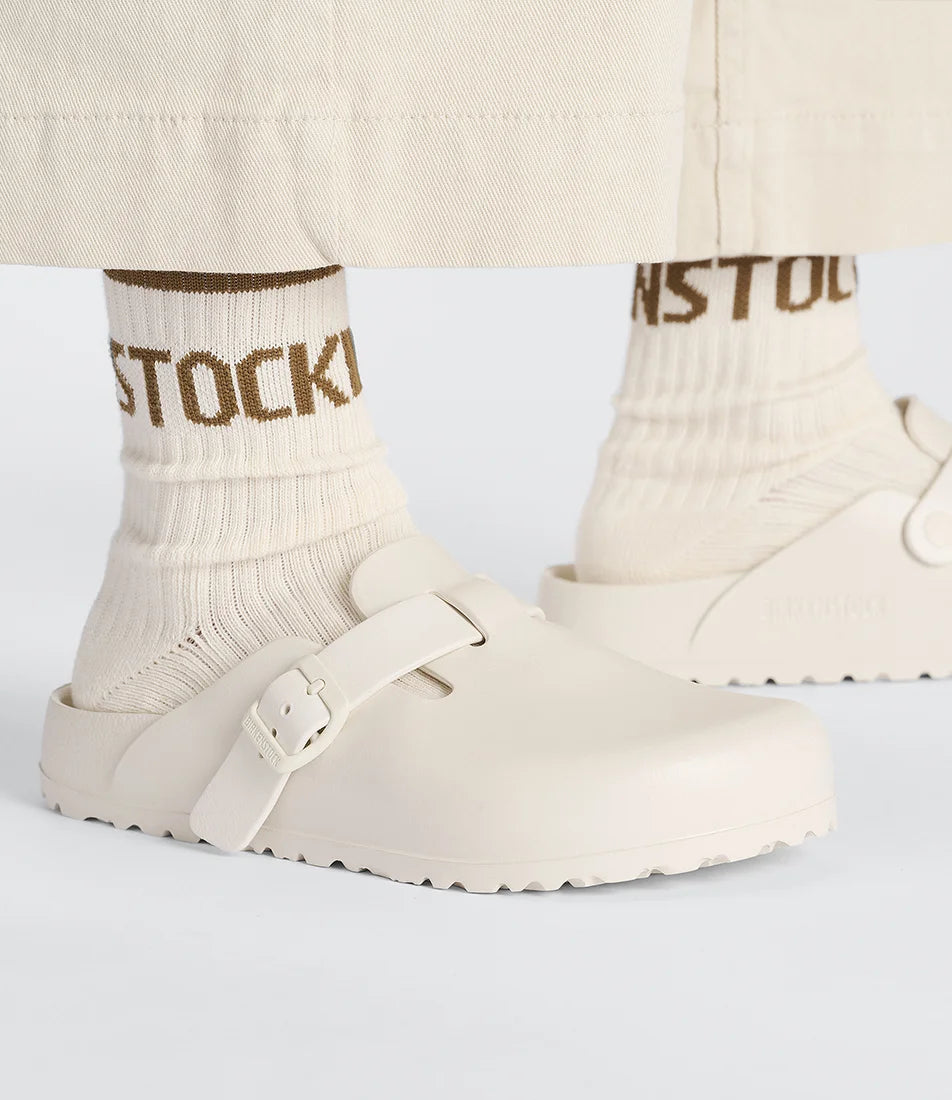 Cotton Crew Stripe Sock | Eggshell
