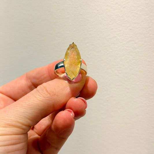 Rutilated Quartz Statement Ring | Size 10