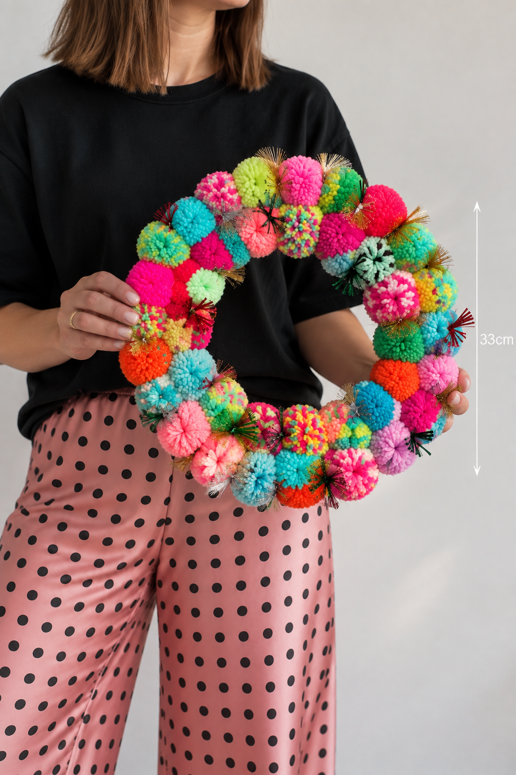 Multi Pom Pom Wreath | 33cm