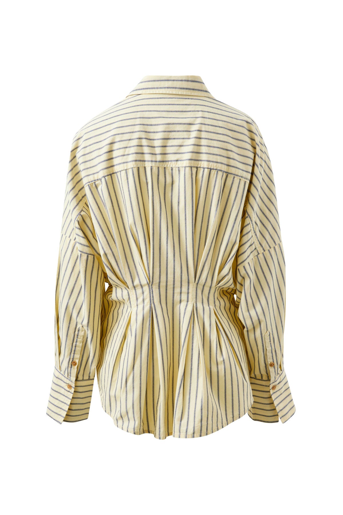 **COMING SOON** Ella Pleat Shirt | Butter/Navy Stripe